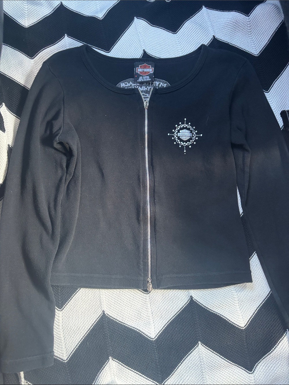 Harley-Davidson Black Zip-Front Rhinestone Emblem Jacket